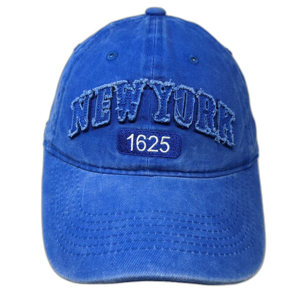 BJB Baseball Cap Blue OSFM Distressed New York 1625 Washed Cotton Adjustable Hat